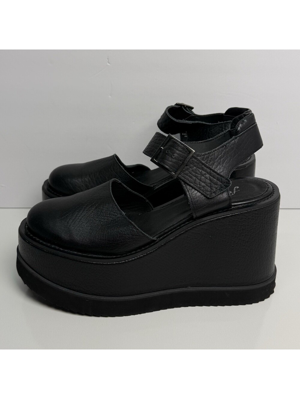 Free People Joanie Platform Wedge Shoe in Black Size 10 EU 40 Strap Chunky Punk